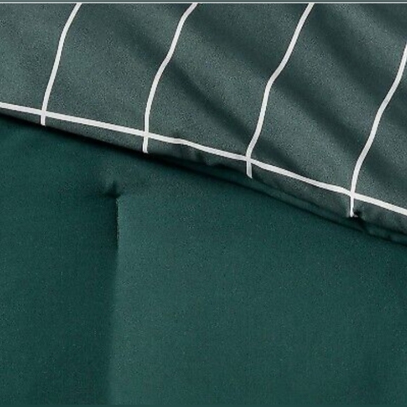 ☆NWT☆7 Piece FULL Sz Green Grid Print Microfiber Reversible Comforter & Sheets - Picture 3 of 6